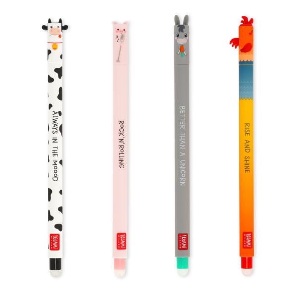 Set mit 4 löschbaren Gelstiften „Farm Sweet Farm“ - Erasable Pen Set - LEGAMi